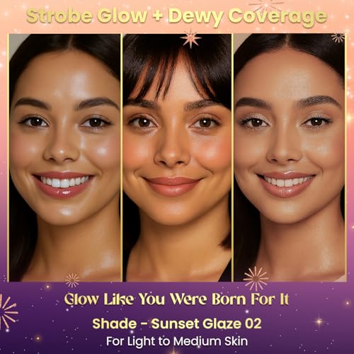 Image of FACESCANADA Strobe Skincare Combo for Instant Glow | Strobe Serum, 15ml + CC Tint - Sunset Glaze, 18ml | SPF 30 | Dewy Highlighter Like Glow | For Light To Medium Skin | Pack of 2