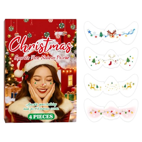 Face Freckles Glitter, 4-Piece Sparkly Holiday Patches, Cute Fake...