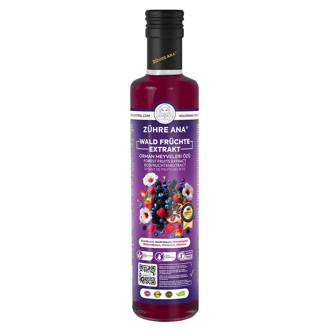 Zühre Ana Wald Frücht-Extrakt – Reine Mischung aus Brombeere, Heidelbeere, Walderdbeere, Himbeere, Granatapfel & Hibiskus – ganz ohne Zusatzstoffe – 640 ml