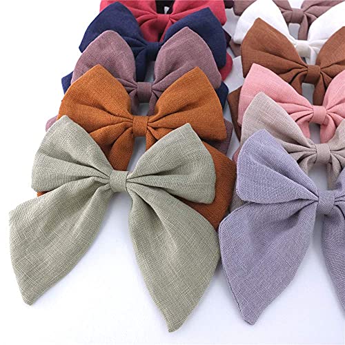 Original Linen Bow Hair Clips Baby Girls Women Large Sailor Bows Kids Baby And Mom Hair Bow Alligator Clips White Navy Pink Neutral Bow #TOP3