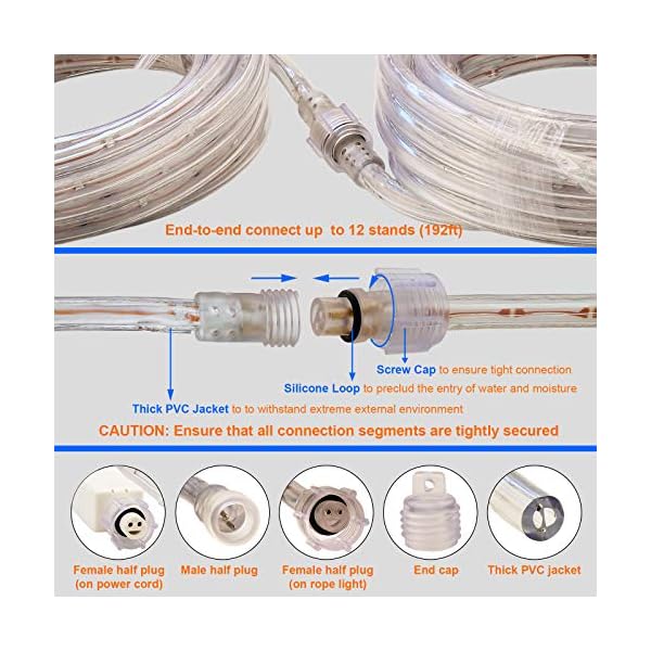 Areful rope lights, waterproof connectable strip tube lighting, indoor outdoor mood lighting for home christmas holiday garden patio party decoration - image 5