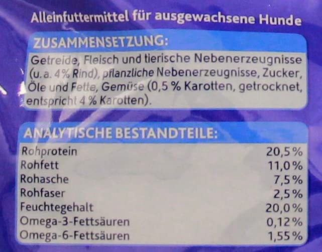 Edeka Saftige Happen mit Rind und Karotten Komplett-Mahlzeit für Hunde, 5er Pack (5 x 1,5 kg)