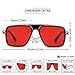 Trendy Retro Sunglasses for Men Women Classic Stark Vintage Shades 70s Italian Fashion Square Metal Glasses (Red Lens/Black Gold Frame, 56)