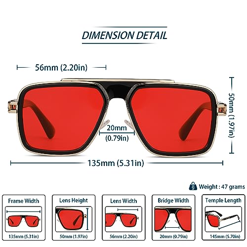 Image of Freckles Mark Trendy Retro Sunglasses for Men Women Stark Vintage Shades 70s Italian Fashion Square Metal Glasses
