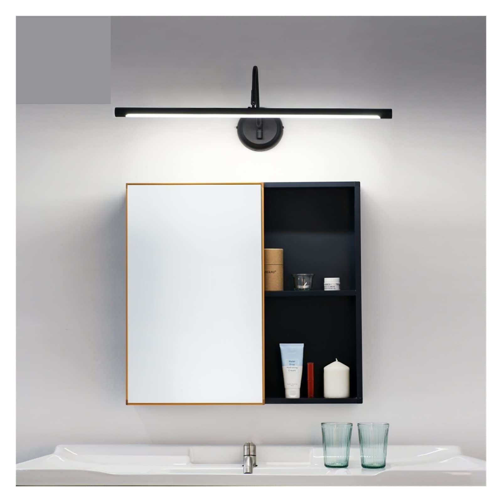 Kinkiet Led Morden czarny oświetlenie łazienkowe 18W 20W kryty sypialnia salon dla domu AC85-260 długi kinkiet ścienny(2700-3500K,43cm)
