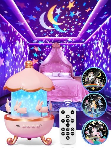 Carousel Night Light for Kids, 15 Music+15 Films+315 Colors Star ...