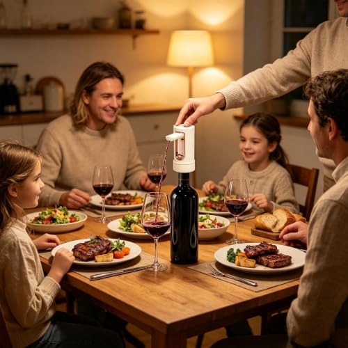 Aireador de vino eléctrico para evitar esperas: vertedor recargable con decantación rápida 3