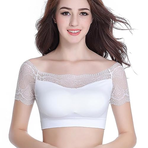 Image of DRESHOW Lace Bralette Tank Tops Wireless Bra Lace Crop Top Removeable Pads Yoga Sports Bra Undershirt for Women & Teens