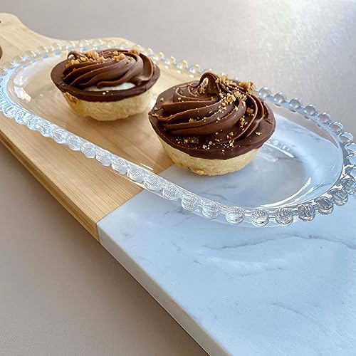 Image of Glass Serving Plate Set of 1 pcs Flower Decorative 11.5 inch Crystal Clear Glass Plate- Dry Fruits Sweets Chocolate Snack Plate for Dining,Catering Event,Parties,Wedding Dinner Plate (MV-02)