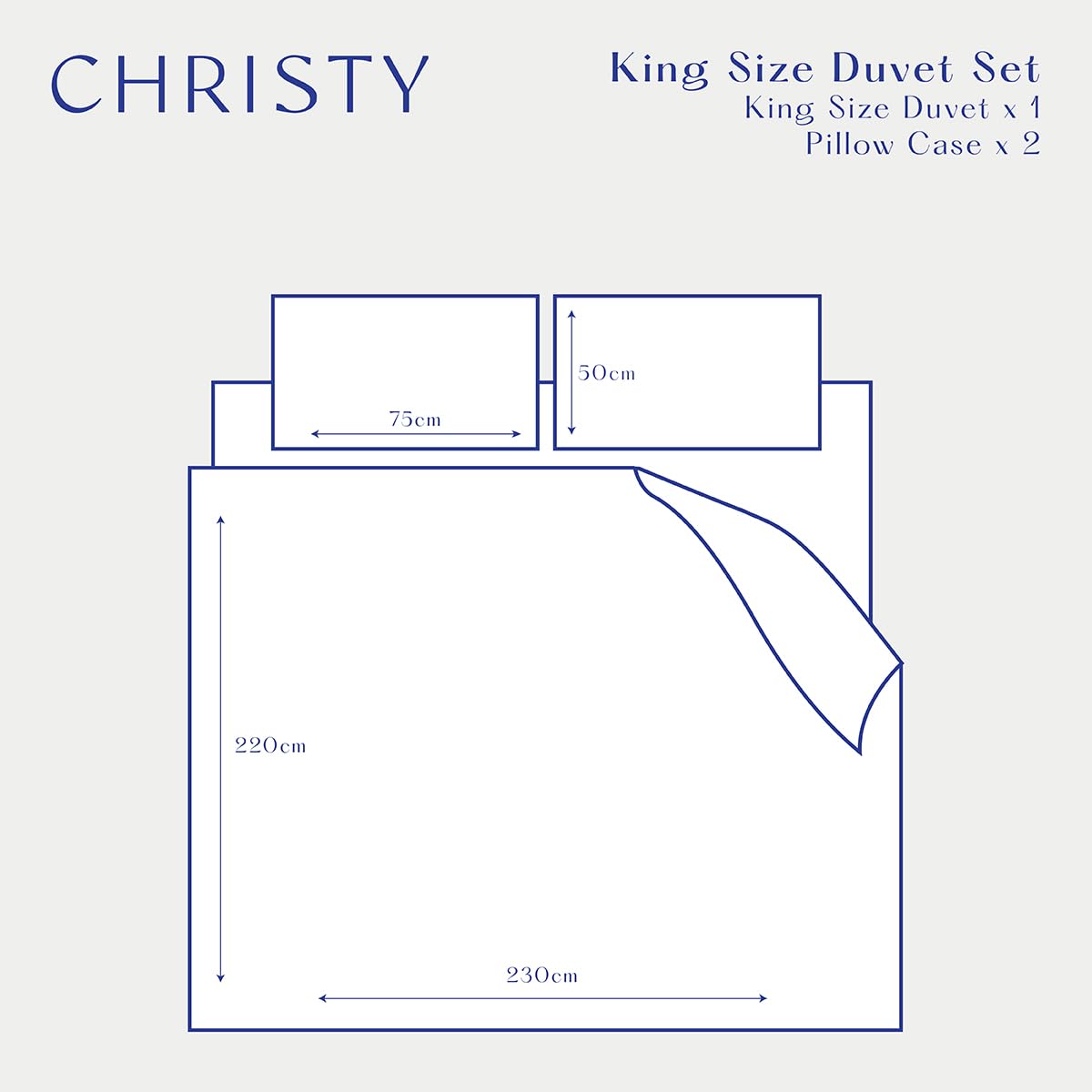 Christy Margate Stripe Lux Duvet Cover Set KING Blue White 200TC | UK