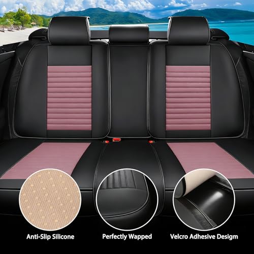 Image of Car Seat Covers Full Set Fit for Hyundai Kona /Kona Electric Faux Learher Waterproof Seat Covers 5 Seats Comfortable Breathable Anti-Slip Seat Protectors(Blackpink,Full Set)