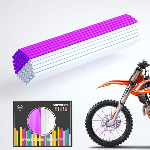 Image of 72Pcs Spoke Skins Covers Spoke Wraps Wheel Decoration for Motorcycle Bicycle Dirt Bike Wheelchair(Purple & White)
