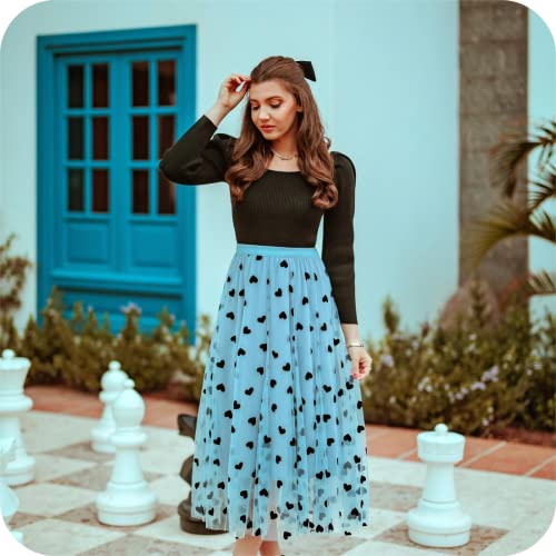 CHICWISH Women's 3D Posy Double-Layered Mesh Midi Skirt - Image 3