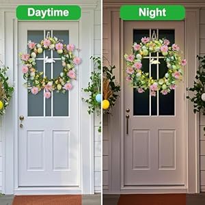 DR.DUDU 19 Inch Easter Wreath – Lighted Easter Decorations for Home with Timer, Egg Wreath with Bunny & Flowers, Spring Decor for Front Door, Mantel, Wall, Indoor & Outdoor Holidays DRDUDU 19 Inch Easter Wreath–Lighted Easter Decorations for Home with Timer Egg Wreath with Bunny Flowers Spring Decor for Front Door Mantel Wall Indoor Outdoor Holidays