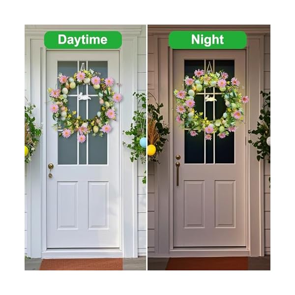 DRDUDU-19-Inch-Easter-Wreath–Lighted-Easter-Decorations-for-Home-with-Timer-Egg-Wreath-with-Bunny-Flowers-Spring-Decor-for-Front-Door-Mantel-Wall-Indoor-Outdoor-Holidays DRDUDU 19 Inch Easter Wreath–Lighted Easter Decorations for Home with Timer Egg Wreath with Bunny Flowers Spring Decor for Front Door Mantel Wall Indoor Outdoor Holidays