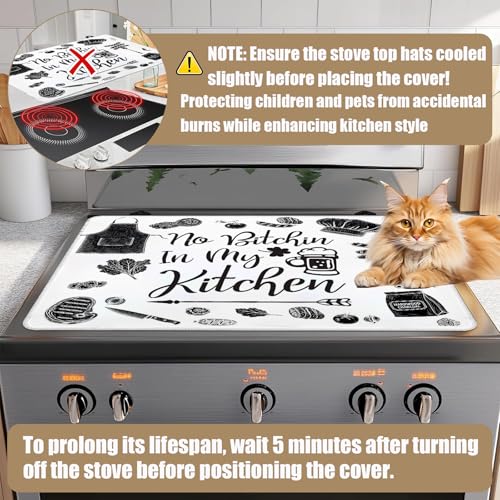 Image of Kitchen Stove Top Covers for Electric Stove, Electric Gas Stove Pad Heat Resistant Range Cooktop Protector for Home Decor Kitchen 28 inchx20 inch
