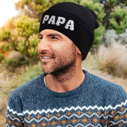 3 Pcs Parent-Child Beanie Hat Mama Papa Mini Embroidery Knitted Hat Winter Warm Cuffed Cap Matching Family Beanie Hat3