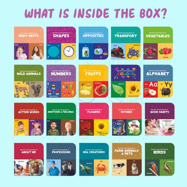 Image of My First Library Box Set of 20 Board Books for Toddlers & Kids 1-5 Years | ABC, 123 Numbers, Wild Animals, Colors, Shapes & More | Durable Early Learning Preschool Books Gift Set for Boys & Girls