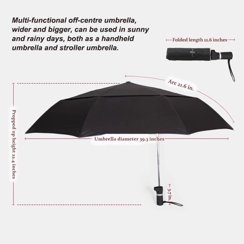 Miniatura 7 de Paraguas para cochecito, paraguas para cochecito, para deportes y exteriores, abrazadera segura, posición ajustable giratoria de 360 grados para una