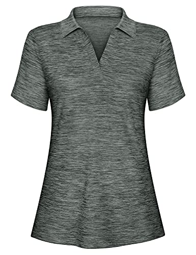 Image of Cucuchy Womens V Neck Golf Polo Shirts Moisture Wicking Sports Workout Tops