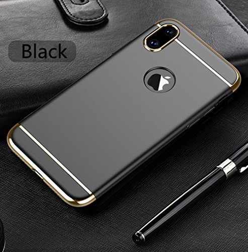 Case Compatible with iPhone X XS MAX Case Rugged PC Back Cover Case 3 in 1 Shockproof Anti-Drop Phone Case Cover for iPhone X Case Women Men (X, Black) - Thumbnail 2