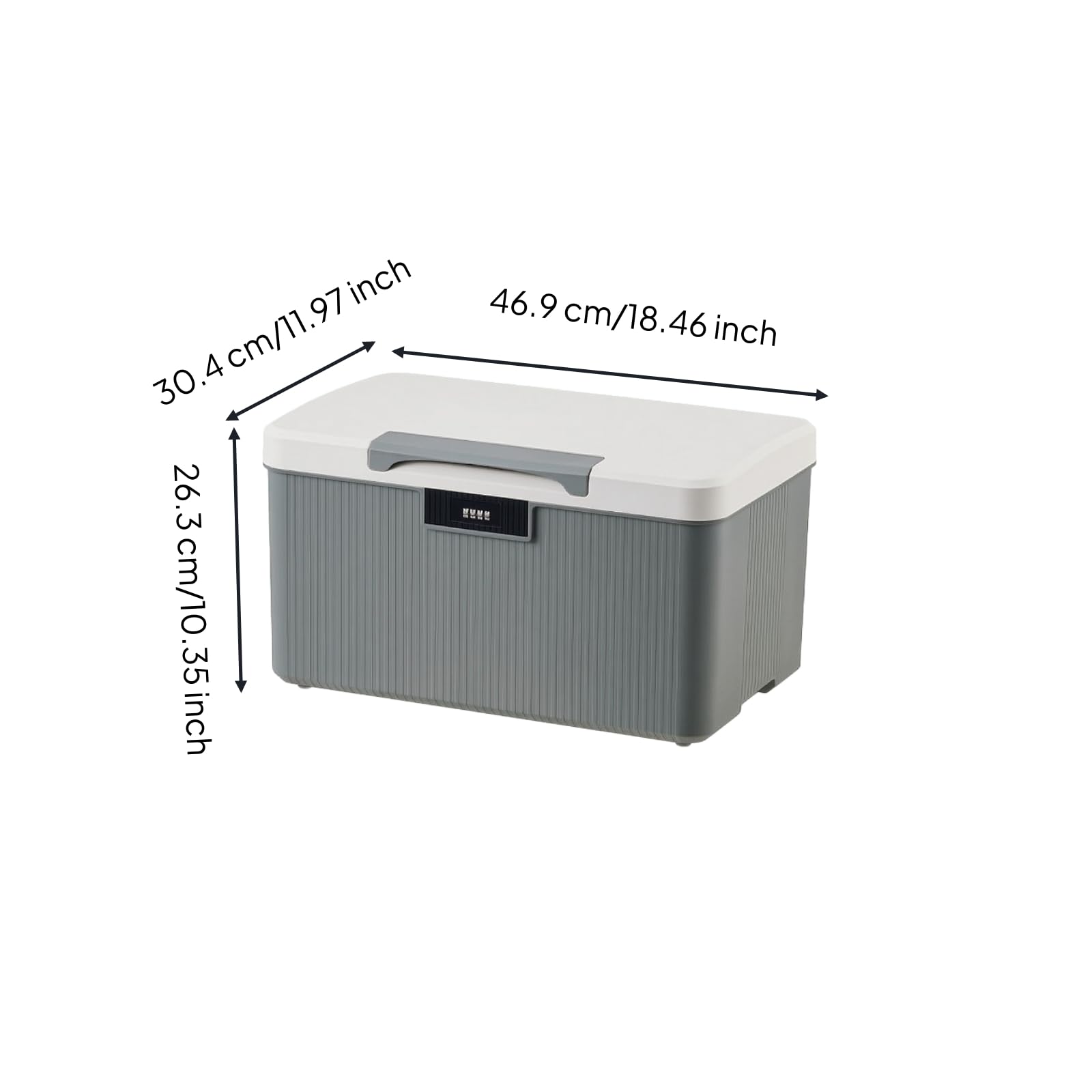 Scatola Portaoggetti con Serratura a Combinazione Robusto Contenitore Rigido in con Coperchio Lavabile per Mensola, Grigio Smalto, Divisorio 38L