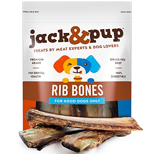 Jack&Pup Premium Grade Roasted Beef Ribs Dog Bone Treats (8 Pack)  7 Long All Natural Gourmet Dog Treat Chews  Savory Smoked Beef Flavor (8-Piece Pack)