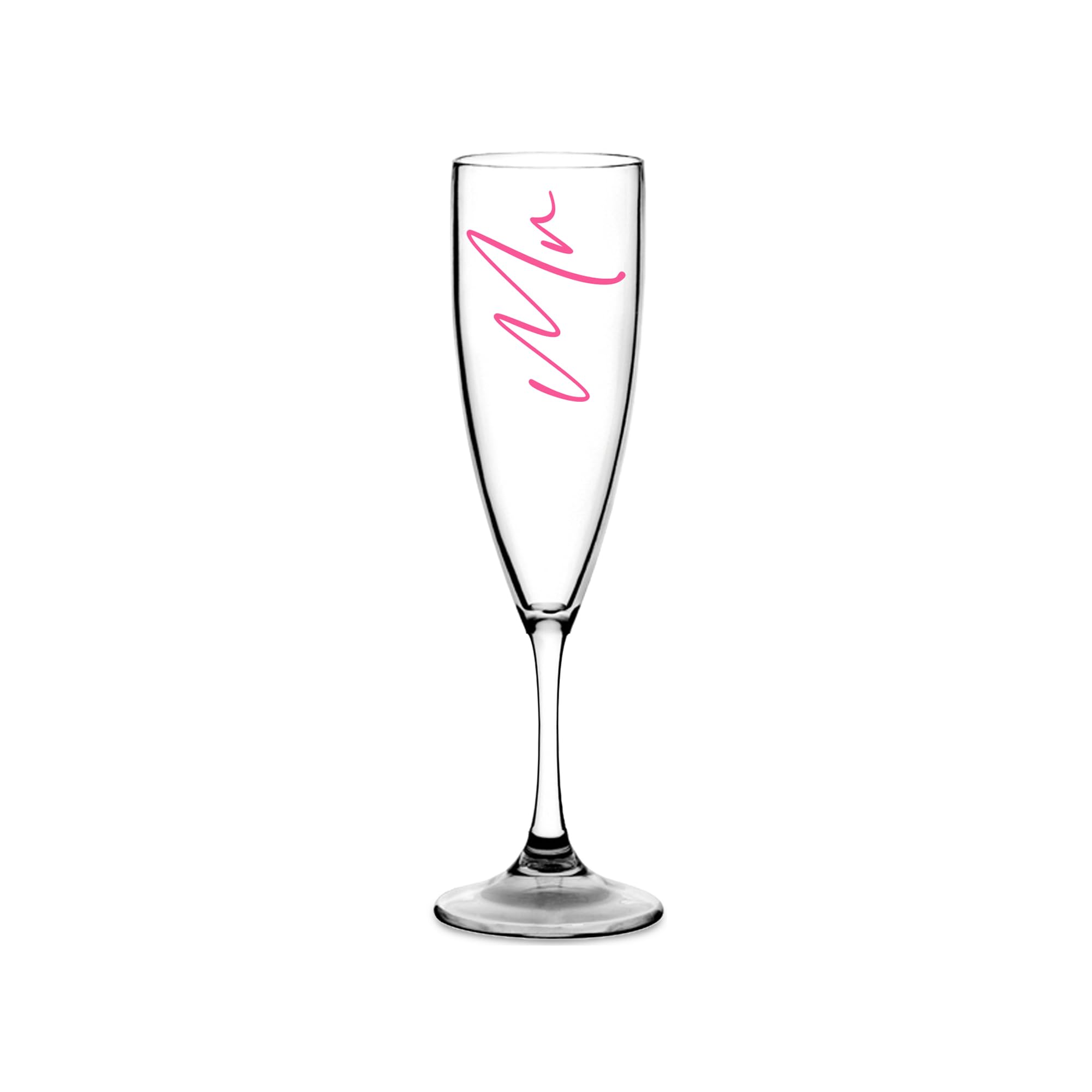 Print Maniacs Champagne Premium Clear Flute Glass Bride Groom Mr Mrs Wedding Maid Honour Wine Cocktail Prosecco Celebrations Gift (Baby Pink, Mr)
