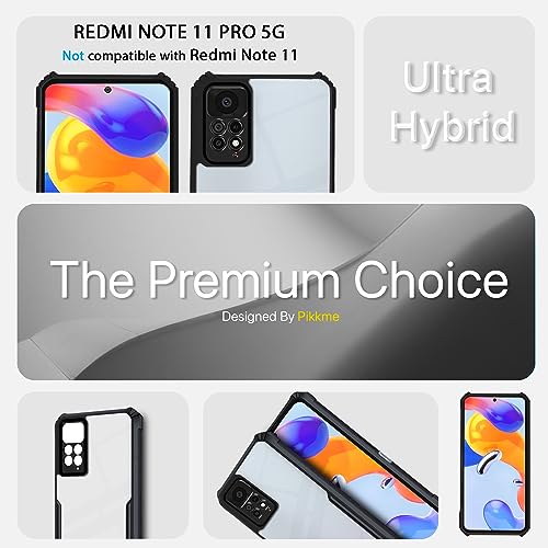 Image of Outlouders Back Cover for Redmi Note 11 Pro 5G /Note 11 Pro Plus 5G | Ultra Hybrid Transparent | Full Camera Protection | Raised Edge | Crystal Clear Bumper Case (Black)