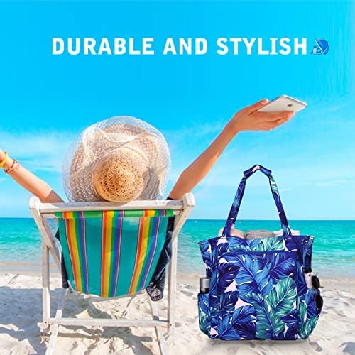 Beach Bag Womens, Chase Chic Extra Large Fold-able Pool Tote Bag, Waterproof Lightweight Shoulder Bag With Zipper for Travel, Gym, Swim and Beach Holiday