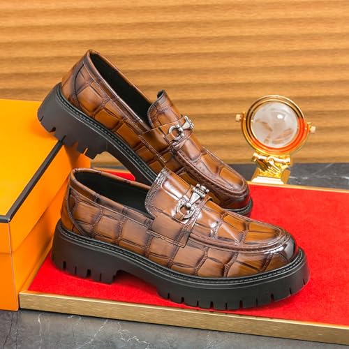 Men's Thick-Soled Slip-On Loafers with Anti-Slip Platform and Patent Leather Upper Suitable for Work Office and Casual Parties Dances and Weddings3