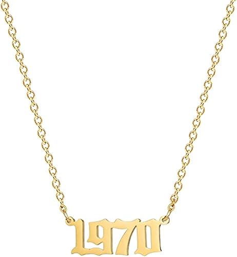 Collar de acero inoxidable chapado en oro de 18 quilates, con número de cumpleaños, aniversario, joyería memorable para mujer