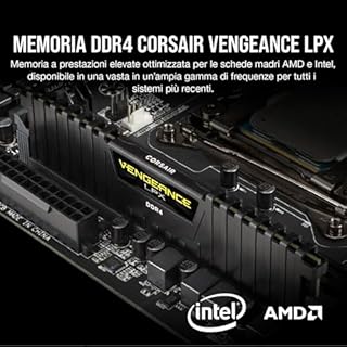 Corsair VENGEANCE LPX DDR4 RAM 32GB (2x16GB) 3200MHz CL16 Intel XMP 2.0 Memoria per computer - Nero (CMK32GX4M2E3200C16)