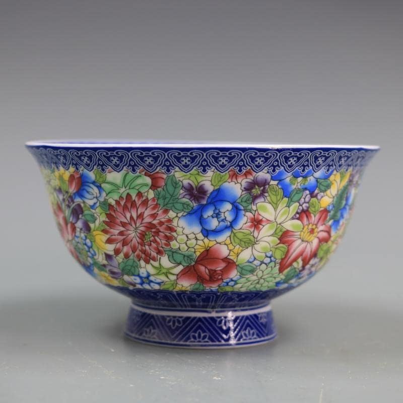 Xzeit Decorated Bowl,Retro Ceramic Bowls, Chinese Ancient Palace Style Porcelain Rice Bowl,13cm 5.12in Blue White Wanhua Bowl Household Supplies Porcelain Antique