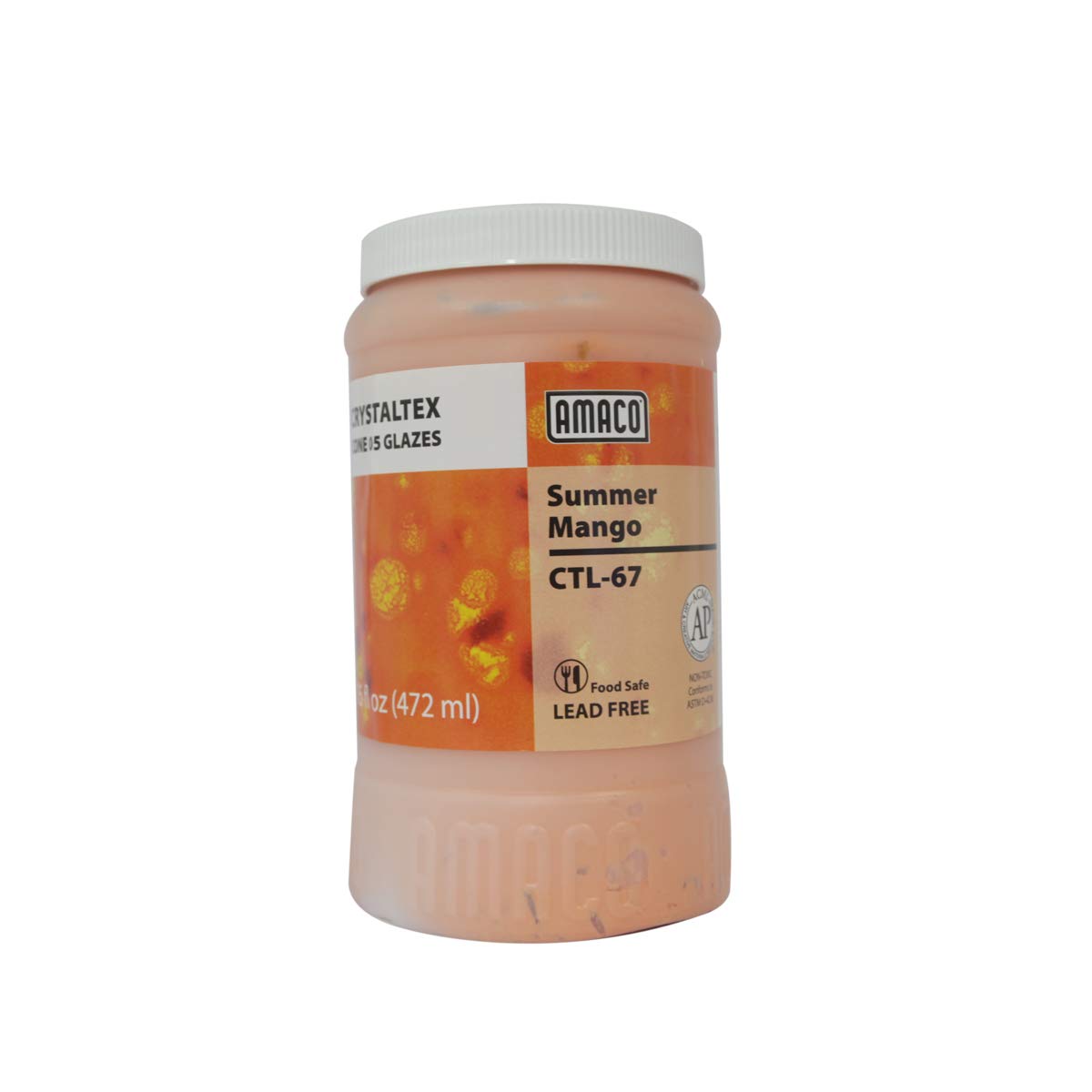Crystaltex Glaze Summer Mango CTL-67 Low Fire Lead Free for Pottery, Ceramic and Sculptural Work, 1-Pint