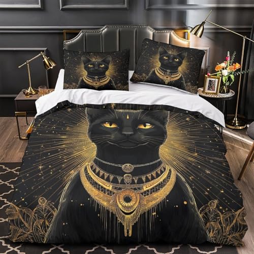Housse de couette hypoallergénique chat noir en microfibre résistante - 2