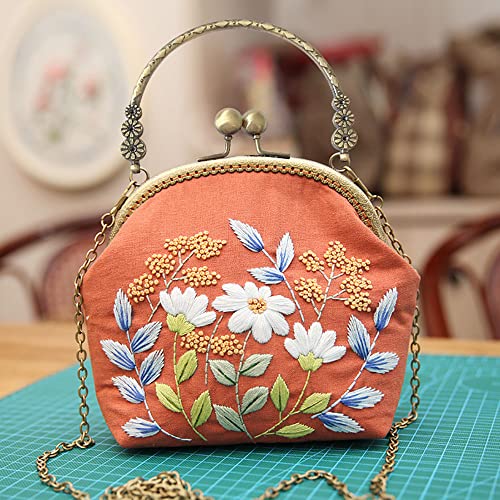 Image of Gogobear Embroidery Coin Purse Kits Adults Handmade DIY Wallet | with All Supplies, For Adult Beginners, Flower Pattern, Friend Gifts, Retro Vintage Style