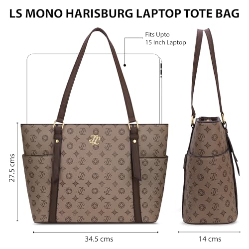 Image of Lavie Signature Women's Harisburg Monogram Tote Laptop Bag | Tote Laptop Bag for Work | Ladies Purse | Stylish Shoulder Bag | Gift for Women