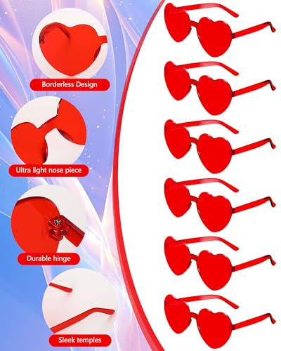 9 Pairs Heart Glasses Heart Shaped Frameless Sunglasses Trendy Transparent Color Party Sunglasses4