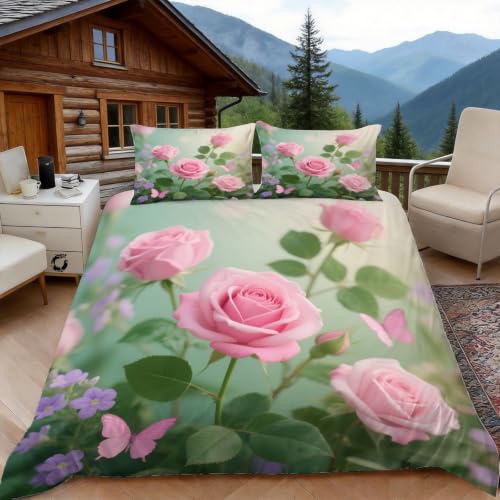 Parure de lit style dessin animé rose romantique pour chambre chaleureuse - 2