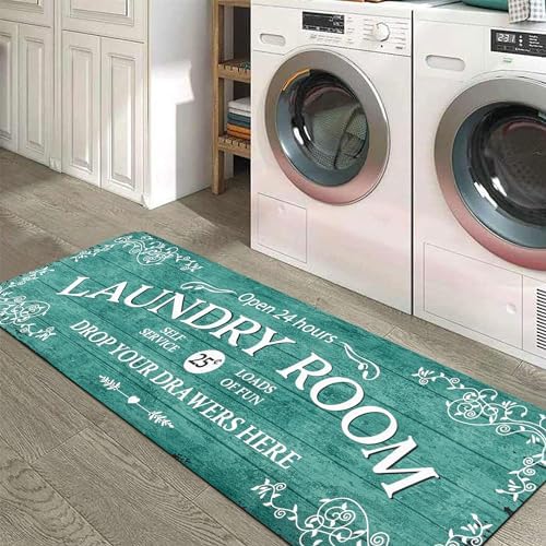Amazon.com: Lahome Cyan and Teal Farmhouse Laundry Room Rug Runner 20 ...