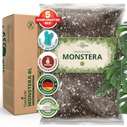 ORAGARDEN Monstera Erde für Zimmerpflanzen und Garten - 6L Monstera Substrat für Pflanzen Palmen Blumen - 5 Komponenten Blumenerde