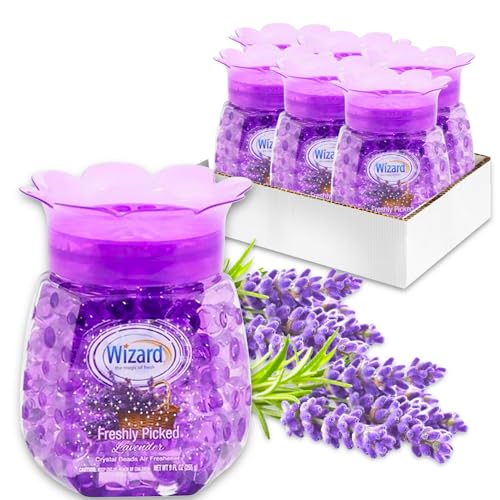 Lavender Air Freshener Bulk Set - 6 Pack Floral Scented Air Freshener Beads in 9 Oz Jar for Home, Bathroom, Office, Plus More | Freshly Picked Lavender Odor Eliminator