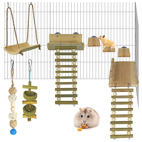 Hamster Guinea Pig Toys, Hamster Rat Gerbil Mice Cage Accessories Platform with Ladder, Hamster Climbing Toys Jumping Board Playground for Syrian Dwarf Hamsters and Small Animals