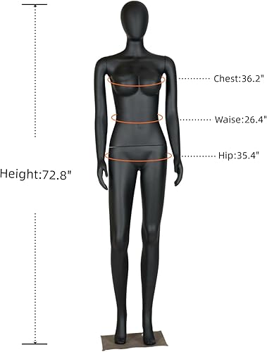 Miniatura 2 de Maniquí de disfraz femenino de cuerpo completo de 72.8 pulgadas con brazos móviles, equipado con soporte y base, adecuado para tiendas de ropa al