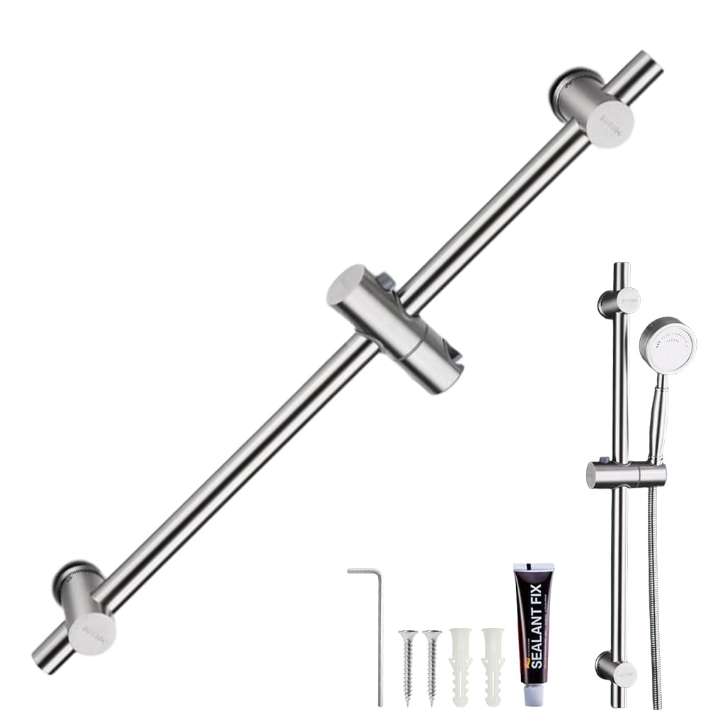 HASTHIP® Shower Slide Rail, 25.9'' Stainless Steel Shower Head Bar Holder, Variable with Height and Angle Mounting Brackets, Handheld Shower Head Holder for Bathroom, No Drill Installation-image-44