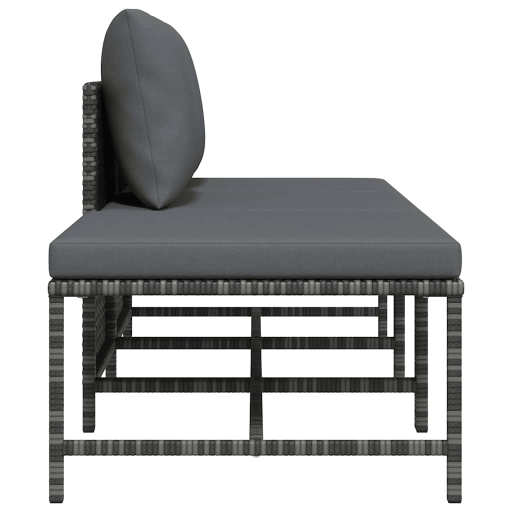 Juego de 3 sofás de jardín con cojín gris poliratán, juego de salón para terraza y balcón, estructura de acero resistente a la intemperie, cómodos cojines acolchados, diseño fácil