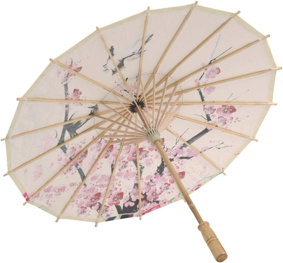 DSDY Oil-Paper Umbrella (Plum Flower & Bird) Handmade Chinese/Japanese Style Vintage Silk Fabric Umbrella Parasol Plum Couple Birds