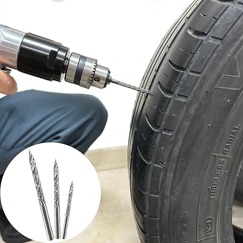 Image of Tire Repair Drill Bits, 3-Piece Professional Kit with 1 /8 inch 3 /16 inch 1 /4 inch Sizes, High-Speed Steel for Rubber Cleaning & Plug Installation(CB-M03H)