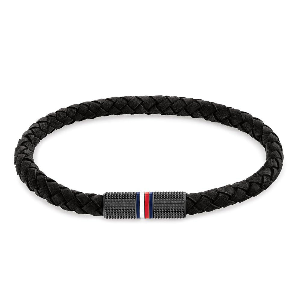 Tommy Hilfiger Jewelry Geflochtenes Lederarmband für Herren Schwarze Farbe - 2790459